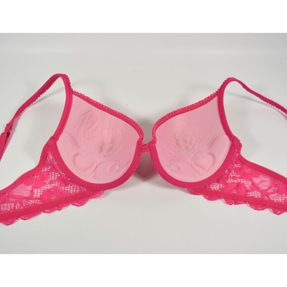 Victoria Secret Y2K Sexy Little Things Fuchsia Pink Lace Padded Bra Sz 36B - Picture 3 of 5